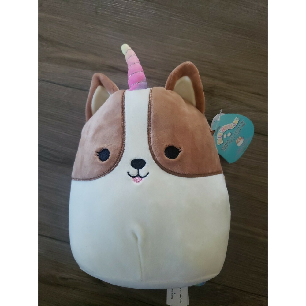 Squishmallows Marceline Dog Unicorn 8" Plush Kellytoy Brown White‎ Horn Soft